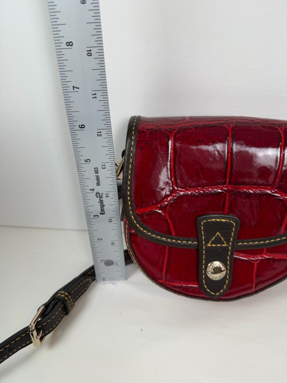 Dooney & Bourke Crossbody Purse Small Croc Embossed Flap Bordeaux Red Bag - Picture 11 of 12